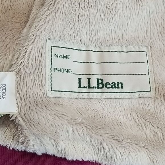 LL Bean Hoodie Girls Toddler 36 month 3T Sherpa Lined Zip Up Burgundy Pockets - Picture 4 of 8